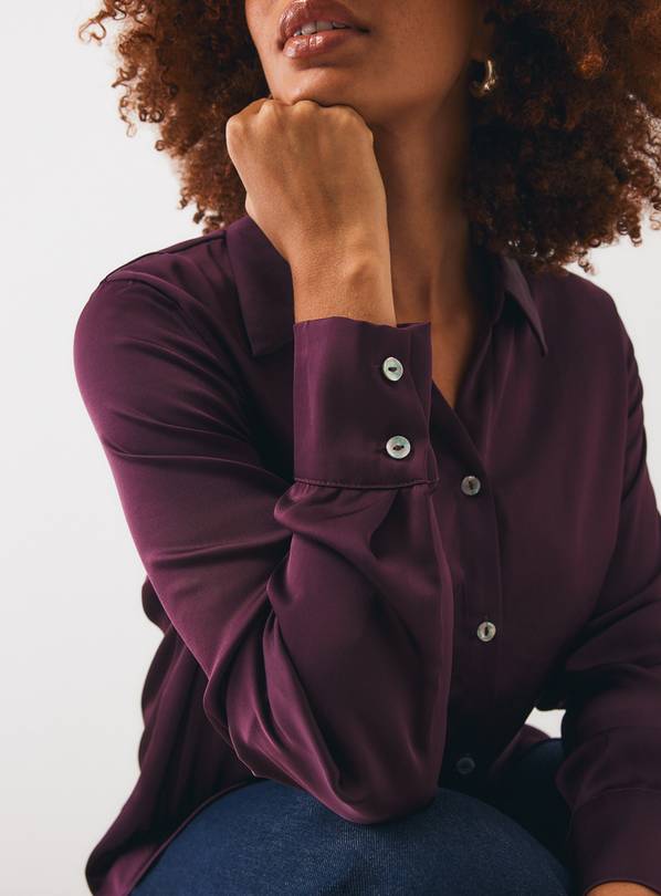 Dark Red Satin Regular Fit Shirt 6